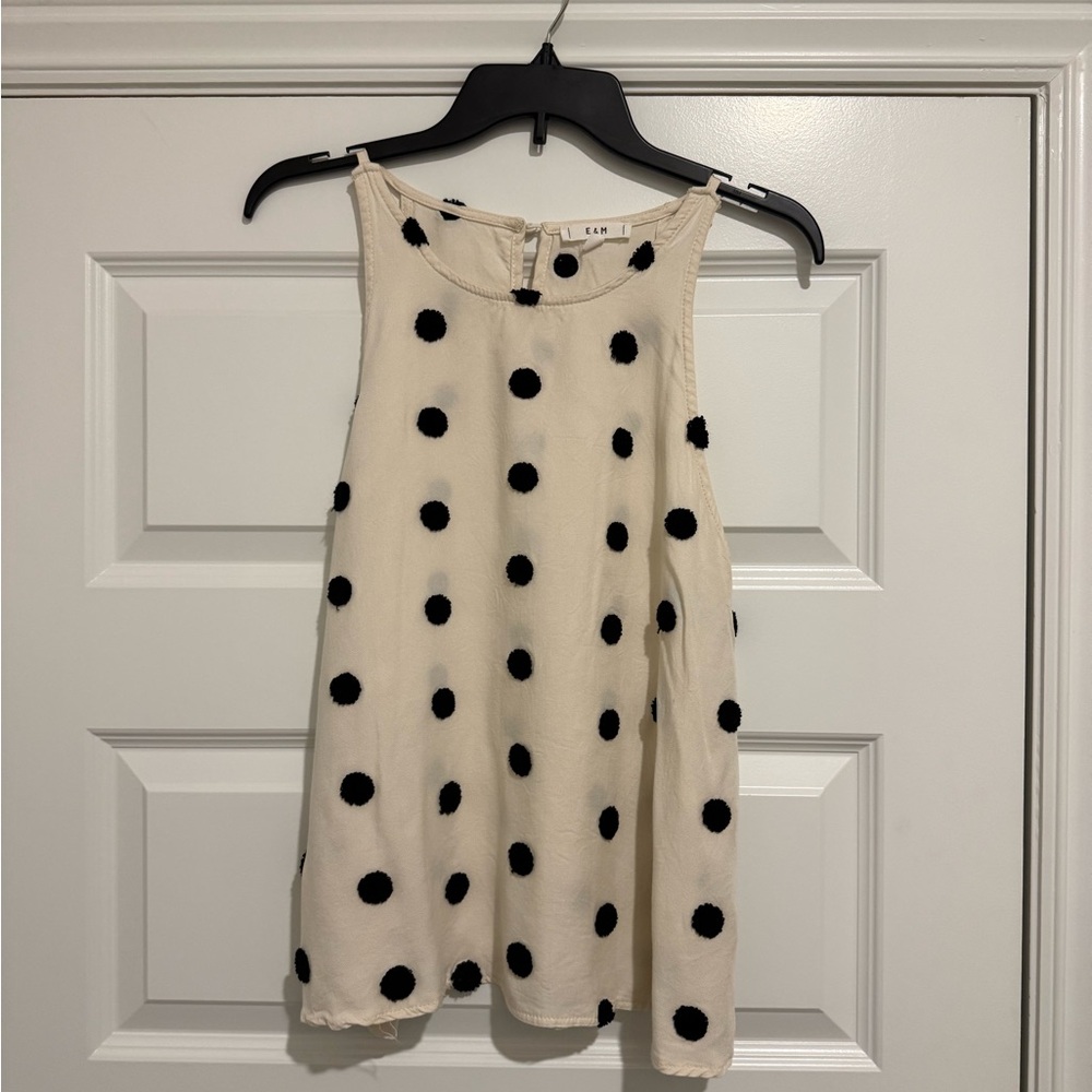 Cream Polka Dot Sleeveless Tank Top